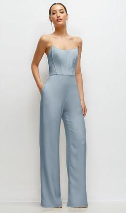 Strapless Cat-Eye Corset Crepe Wedding Jumpsuit