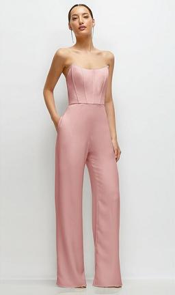 Strapless Cat-Eye Corset Crepe Wedding Jumpsuit