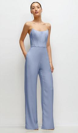 Strapless Cat-Eye Corset Crepe Wedding Jumpsuit