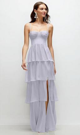 Bustier-Style Chiffon Tiered Ruffle Maxi Dress with Adjustable Straps
