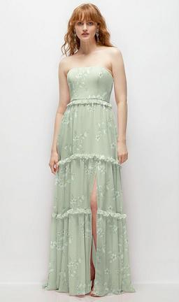 Strapless Chiffon Maxi Dress with Tiered Micro Ruffle Full Skirt