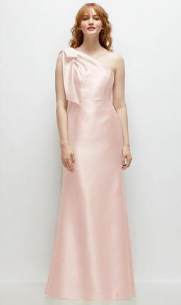 Bow One-Shoulder Satin Trumpet Gown