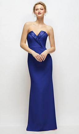 Strapless Crepe Tuxedo Gown with Satin Lapels and Buttons