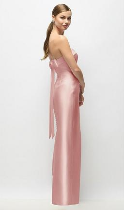 Strapless Cuff Satin Maxi Dress with Column Skirt & Back Bow