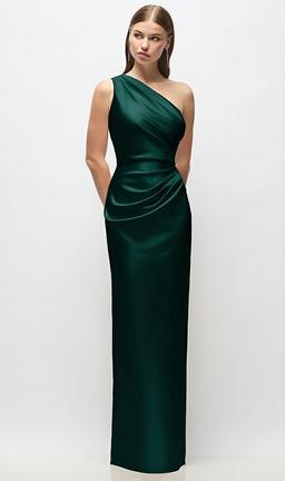 One-Shoulder Draped Bodice Stretch Satin Column Maxi Dress
