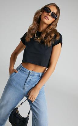 Danzel Top - Boxy Fit Cap Sleeve Crop Top in Black