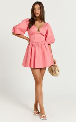 Amalie The Label - Ray Long Sleeve Corset Panel Mini Dress in Berry