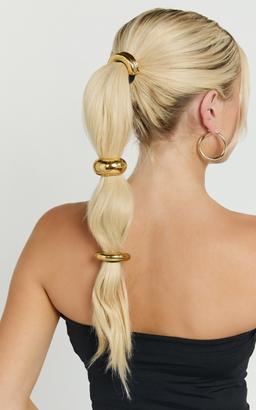 Simona Hair Tie - Chunky Metal Hair Tie Three Pack in Gold