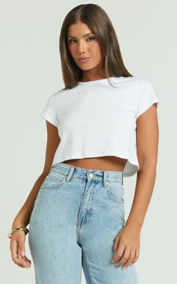 Danzel Top - Boxy Fit Cap Sleeve Crop Top in White