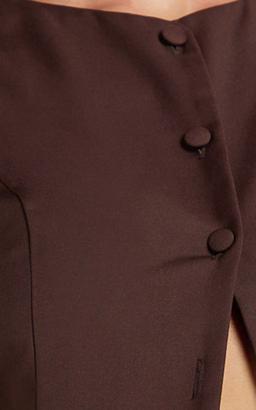 Desi Top - Longline Crew Neck Vest Top in Chocolate