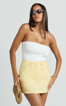 Dream Linen Blend Skort - High Waisted A Line Skort in Lemon