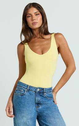 Jamie Bodysuit - V Neck Bodysuit in Lemon