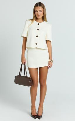 Halsey Mini Skirt - Tailored A Line Skirt in Cream