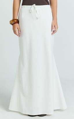 Jonah Maxi Skirt - Mid Waisted Linen Blend Maxi Skirt in Off White