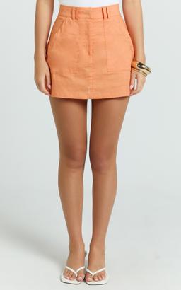 Dream Linen Blend Skort - High Waisted A Line Skort in Orange