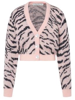 Zebra pattern knitted cardigan