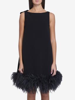 Mini dress with feathers