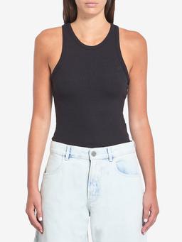 Sleeveless bodysuit in ribbed viscose