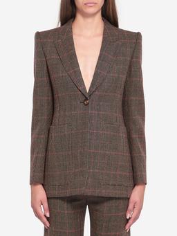 Checked wool tailored jacket