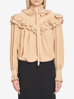 Oversized shirt with ruffles