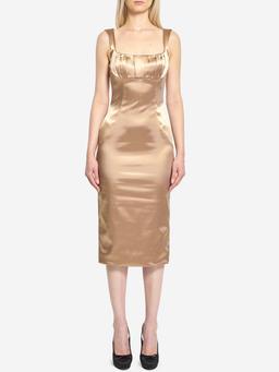 Stretch satin midi dress