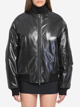 Leather bomber jacket
