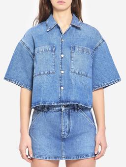 Cropped denim shirt