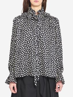 Polka dot blouse with ruffles