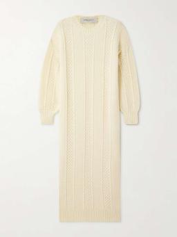 Embroidered knitted wool maxi dress
