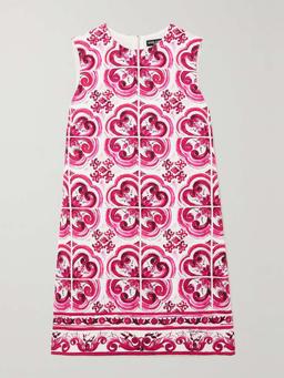 Maiolica printed cotton-blend mini dress