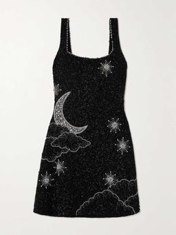 Lucina embellished stretch-mesh mini dress