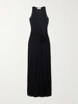 Belted stretch-jersey maxi wrap dress