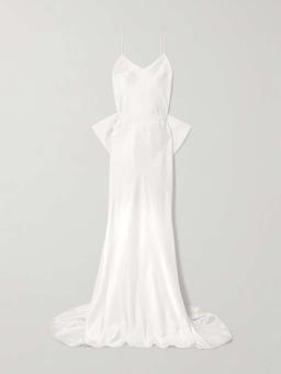 India bow-detailed satin gown