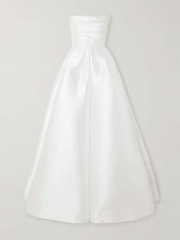 Isobel strapless draped satin-faille gown