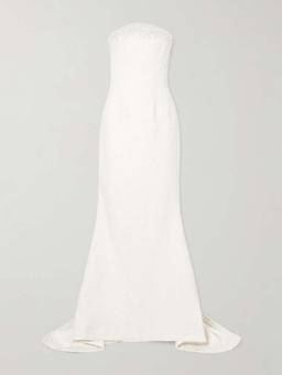 Olympia strapless faux pearl-embellished tulle gown