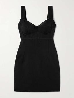 Scalloped wool-blend gabardine mini corset dress