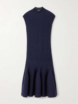 Pleated wool-blend mini dress