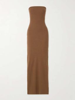 Strapless ribbed stretch-jersey maxi dress
