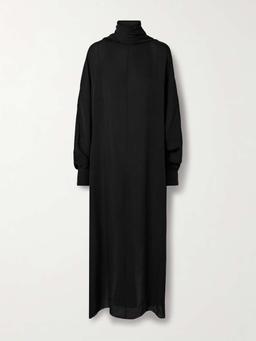 Lexi open-back tie-neck silk-chiffon turtleneck maxi dress