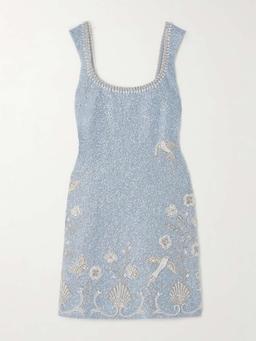 Bluebell bead-embellished stretch-tulle mini dress