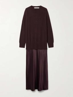 Monument cashmere and silk-satin maxi dress