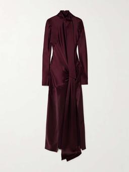 Emilie tie-detailed satin gown