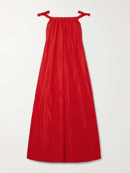 Brigitte off-the-shoulder bow-embellished taffeta gown
