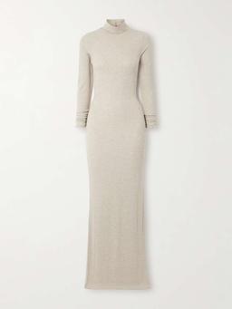 Ribbed stretch-jersey turtleneck maxi dress