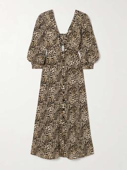 Buenadea leopard-print silk crepe de chine midi dress
