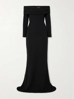Lyla off-the-shoulder crepe gown