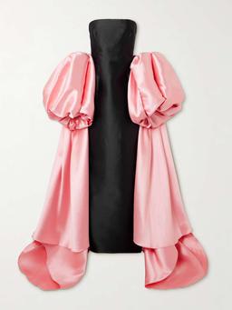 Lea strapless two-tone satin-twill gown