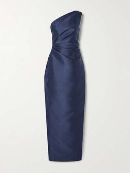 Kira one-shoulder satin-twill gown