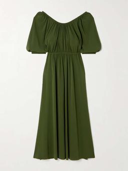 Gabriela belted gathered stretch-jersey midi dress