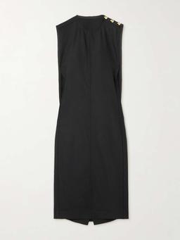 Cape-effect ribbed wool-blend dress